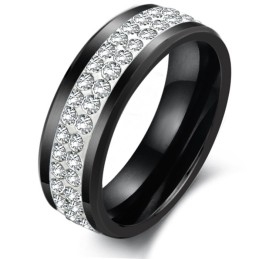 Anel De Cerâmica De Tungstênio Preto Com Desempenho Confiável E Strass