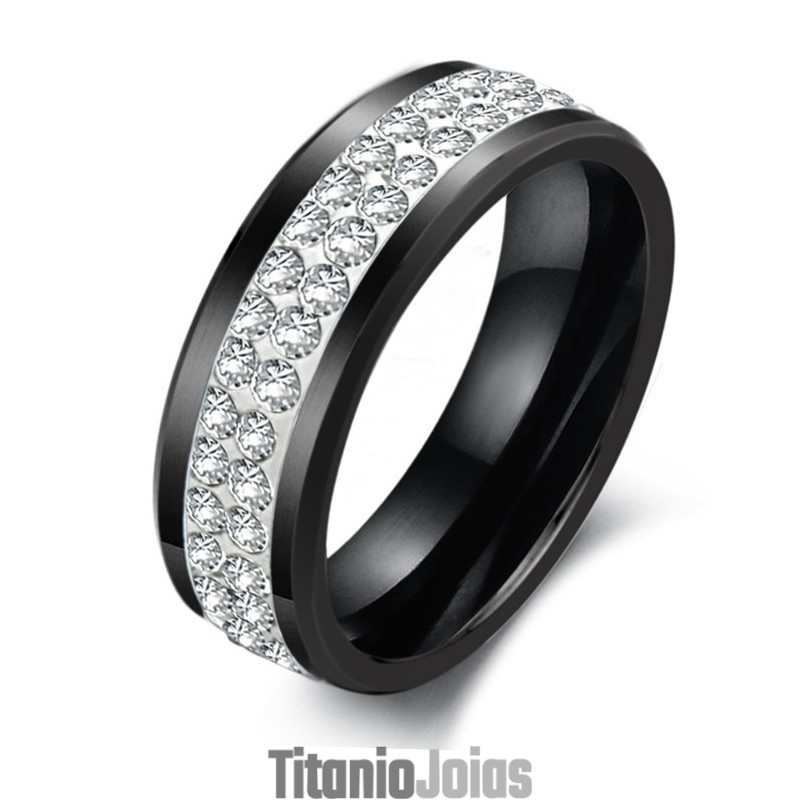Anel De Cerâmica De Tungstênio Preto Com Desempenho Confiável E Strass
