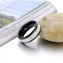 Anel De Cerâmica De Tungstênio Preto Com Desempenho Confiável E Strass