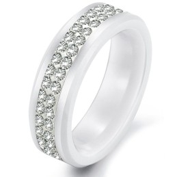 Anel De Cerâmica De Tungstênio Branco De Alta Qualidade Com Strass