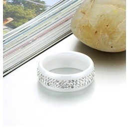 Anel De Cerâmica De Tungstênio Branco De Alta Qualidade Com Strass