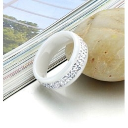 Anel De Cerâmica De Tungstênio Branco De Alta Qualidade Com Strass