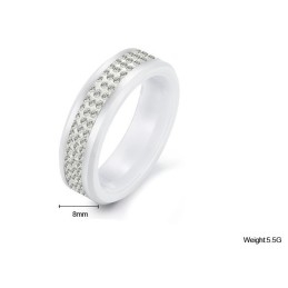Anel De Cerâmica De Tungstênio Branco De Alta Qualidade Com Strass