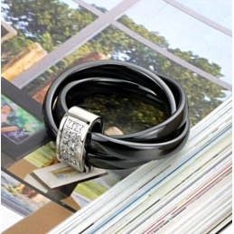 Anel De Cerâmica De Tungstênio Preto Com Strass De Renome Mundial