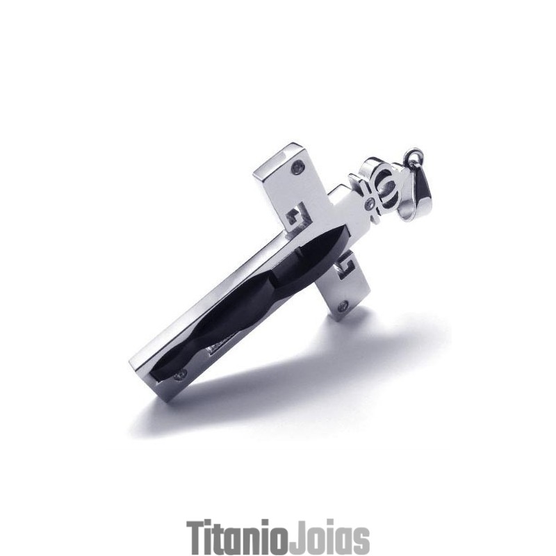 Pingente De Titânio Com Cruz De Coroa - Free Chian Pingente De Titânio Com Cruz De Coroa - Free Chian