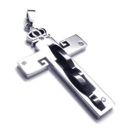 Pingente De Titânio Com Cruz De Coroa - Free Chian