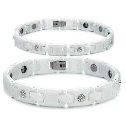 Pulseira De Cerâmica De Tungstênio Branco De Alta Qualidade Para Amantes Com Strass