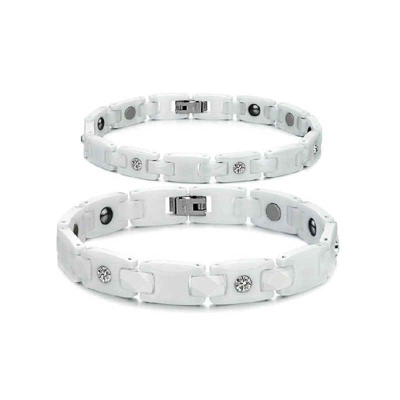 Pulseira De Cerâmica De Tungstênio Branco De Alta Qualidade Para Amantes Com Strass Pulseira De Cerâmica De Tungstênio Branco De Alta Qualidade Para Amantes Com Strass