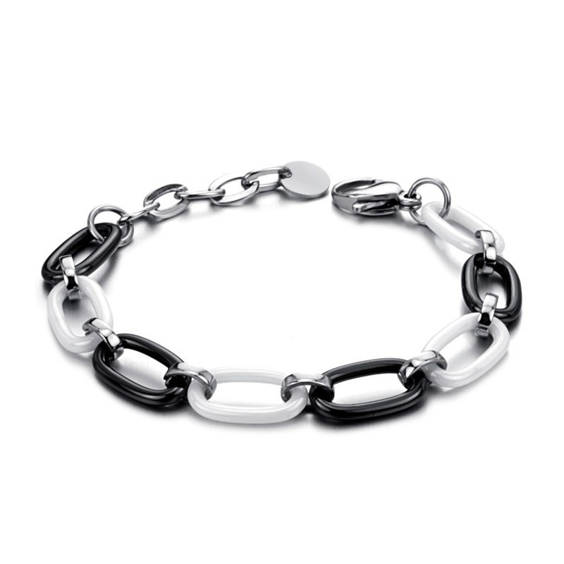 Pulseira Feminina De Cerâmica De Tungstênio Preta E Branca De Alta Qualidade Pulseira Feminina De Cerâmica De Tungstênio Preta E Branca De Alta Qualidade