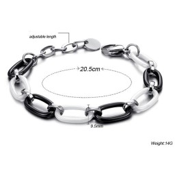 Pulseira Feminina De Cerâmica De Tungstênio Preta E Branca De Alta Qualidade