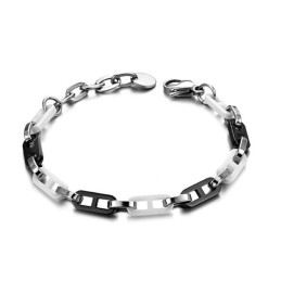 Pulseira Feminina De Cerâmica De Tungstênio Preta E Branca De Alta Qualidade