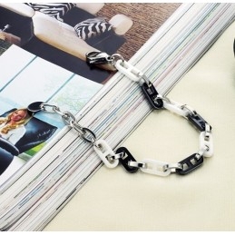 Pulseira Feminina De Cerâmica De Tungstênio Preta E Branca De Alta Qualidade