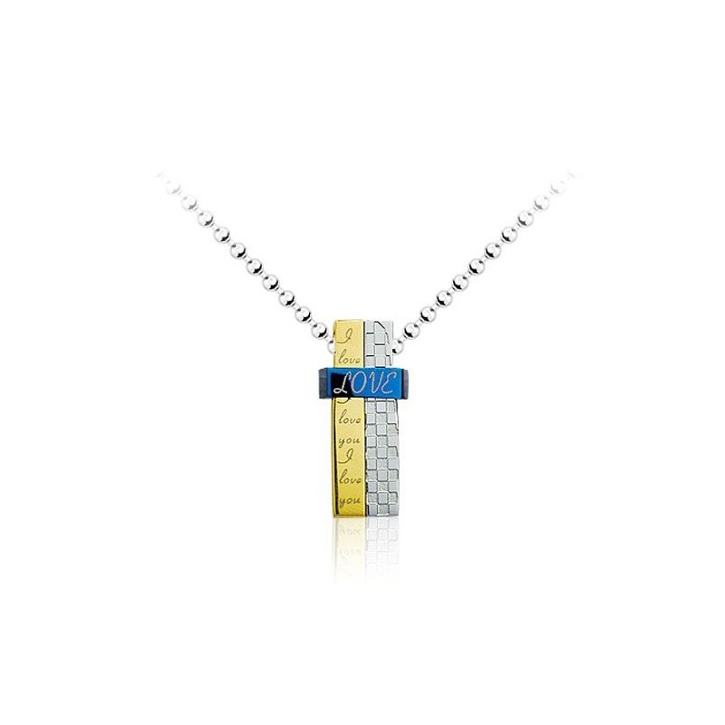 Pingente Masculino Delicado De Titânio Removível Azul E Branco - Corrente Grátis Pingente Masculino Delicado De Titânio Removível Azul E Branco - Corrente Grátis