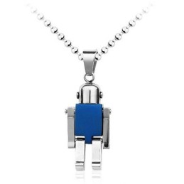 Pingente De Titânio Azul Fofo Em Formato De Robô Masculino - Corrente Grátis