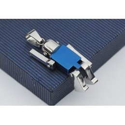 Pingente De Titânio Azul Fofo Em Formato De Robô Masculino - Corrente Grátis