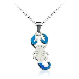 Pingente De Titânio Estilo Escorpião Azul Masculino - Corrente Grátis