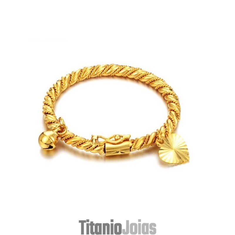 Pulseira Infantil Banhada A Ouro 18K Com Sino, Vendendo Bem Em Todo O Mundo Pulseira Infantil Banhada A Ouro 18K Com Sino, Vendendo Bem Em Todo O Mundo