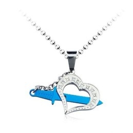 Pingente Estiloso De Titânio Azul Masculino Com Corrente Grátis