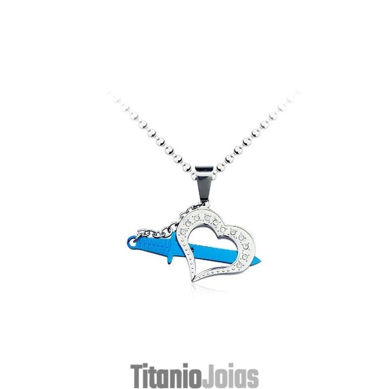 Pingente Estiloso De Titânio Azul Masculino Com Corrente Grátis Pingente Estiloso De Titânio Azul Masculino Com Corrente Grátis