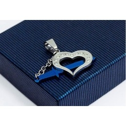 Pingente Estiloso De Titânio Azul Masculino Com Corrente Grátis