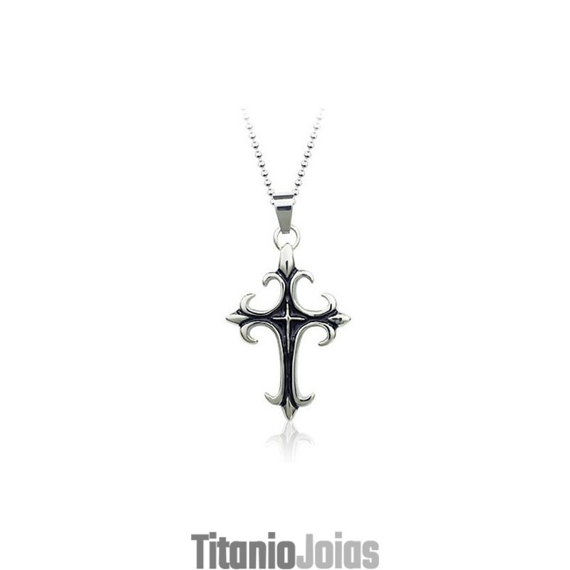Pingente De Cruz De Titânio Preto Masculino Estiloso - Corrente Grátis Pingente De Cruz De Titânio Preto Masculino Estiloso - Corrente Grátis