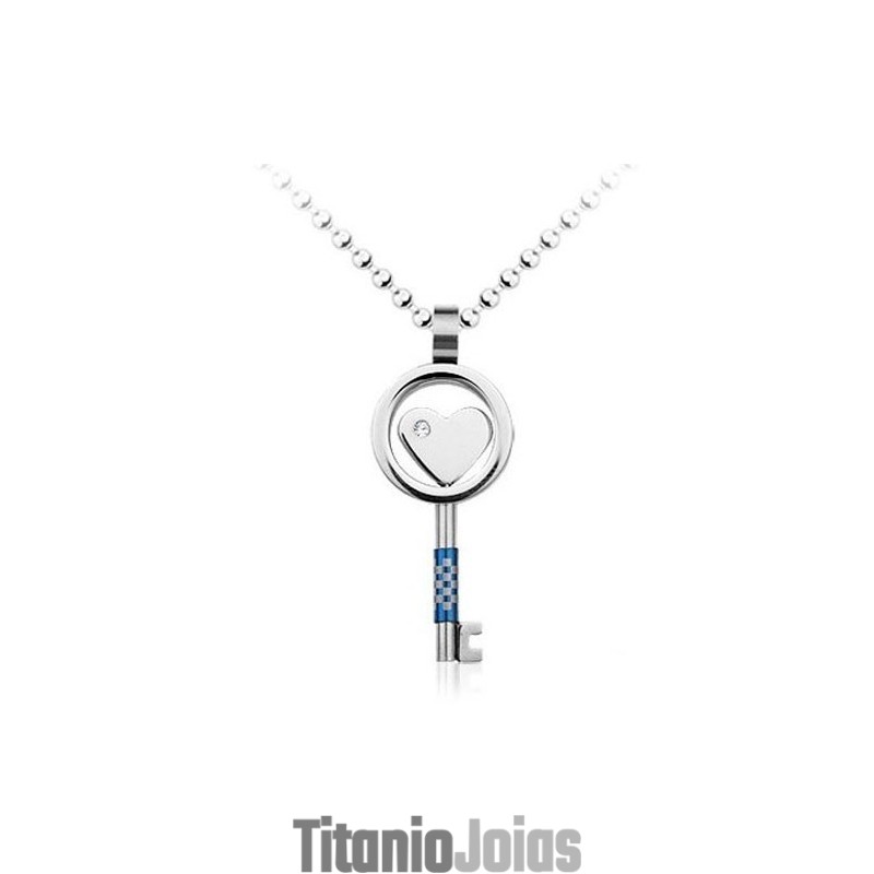 Pingente De Titânio Em Formato De Chave Masculino Da Moda - Corrente Grátis Pingente De Titânio Em Formato De Chave Masculino Da Moda - Corrente Grátis