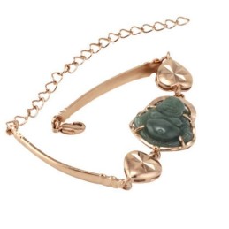 Pulseira De Buda De Jade Banhada A Ouro 18K De Qualidade Confiável