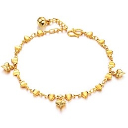 Pulseira Feminina Folheada A Ouro 18K De Qualidade Estável E Com Formato De Coração