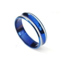 Pingente Anular Simples De Titânio Azul Masculino - Corrente Grátis
