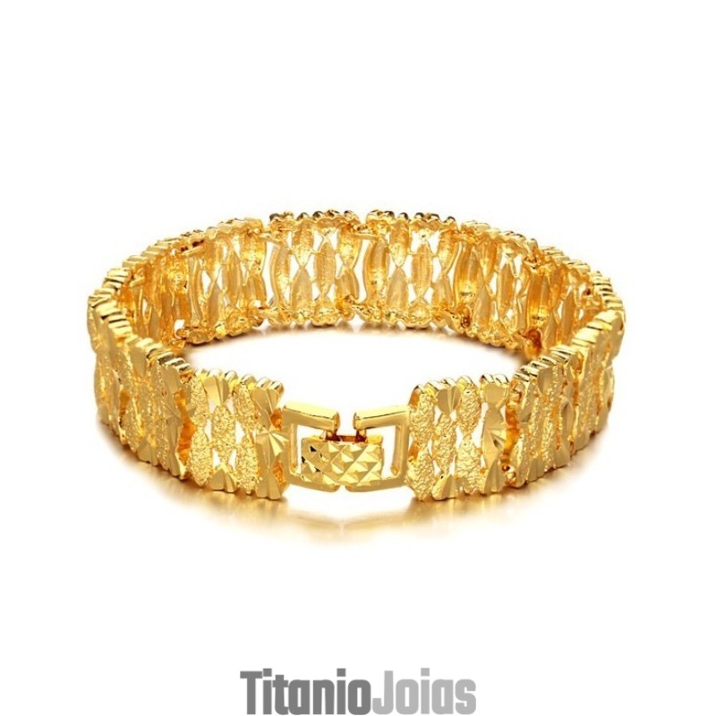 Pulseira Feminina Banhada A Ouro 18K De Renome Mundial