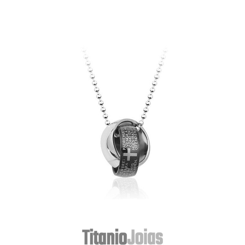 Lindo Pingente Anular De Titânio Preto Masculino - Corrente Grátis Lindo Pingente Anular De Titânio Preto Masculino - Corrente Grátis
