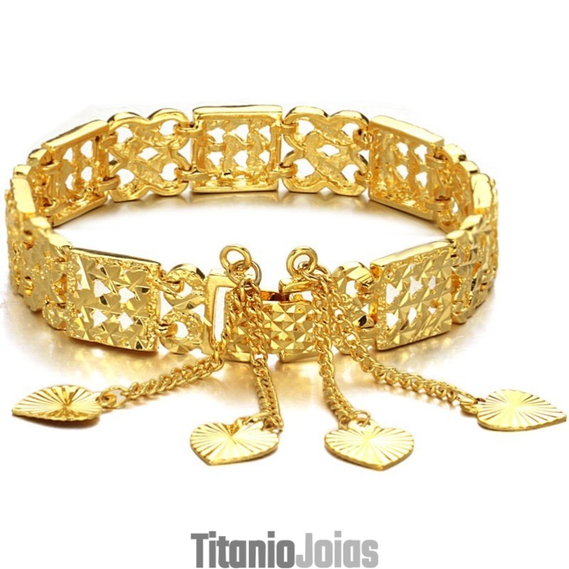 Pulseira Feminina Banhada A Ouro 18K, Durável E Em Uso Pulseira Feminina Banhada A Ouro 18K, Durável E Em Uso