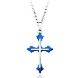 Pingente Masculino Popular De Titânio Azul - Corrente Grátis
