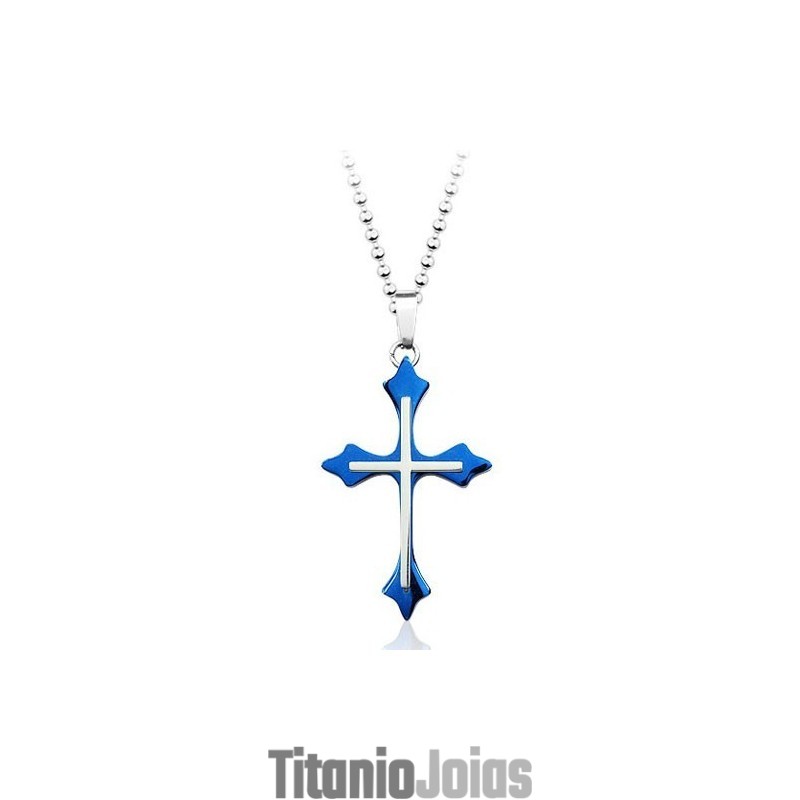 Pingente Masculino Popular De Titânio Azul - Corrente Grátis Pingente Masculino Popular De Titânio Azul - Corrente Grátis
