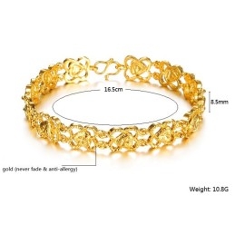 Pulseira Feminina De Alta Qualidade Banhada A Ouro 18K Com Formato De Coração
