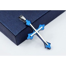 Pingente Masculino Popular De Titânio Azul - Corrente Grátis