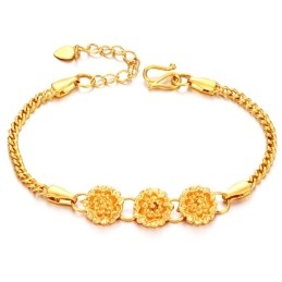 Pulseira Feminina Em Formato De Flor, Banhada A Ouro 18K, De Qualidade Estável