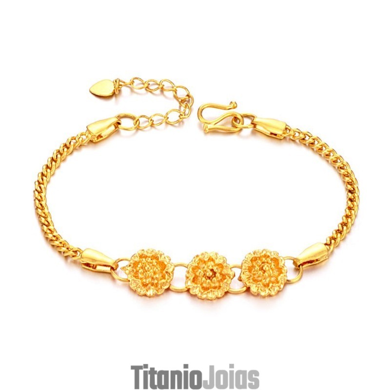 Pulseira Feminina Em Formato De Flor, Banhada A Ouro 18K, De Qualidade Estável Pulseira Feminina Em Formato De Flor, Banhada A Ouro 18K, De Qualidade Estável