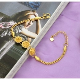 Pulseira Feminina Em Formato De Flor, Banhada A Ouro 18K, De Qualidade Estável