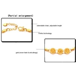 Pulseira Feminina Em Formato De Flor, Banhada A Ouro 18K, De Qualidade Estável