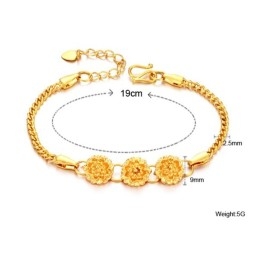 Pulseira Feminina Em Formato De Flor, Banhada A Ouro 18K, De Qualidade Estável