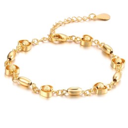Pulseira Feminina Banhada A Ouro 18K Em Formato De Maçã, Rainha Da Qualidade