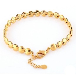 Pulseira Feminina Plana Redonda Banhada A Ouro 18K De Qualidade Estável