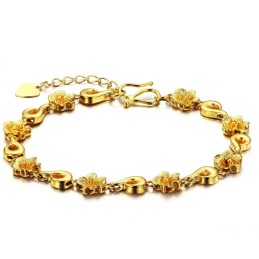 Pulseira Feminina Banhada A Ouro 18K Em Formato De Flor De Qualidade Confiável