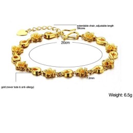 Pulseira Feminina Banhada A Ouro 18K Em Formato De Flor De Qualidade Confiável