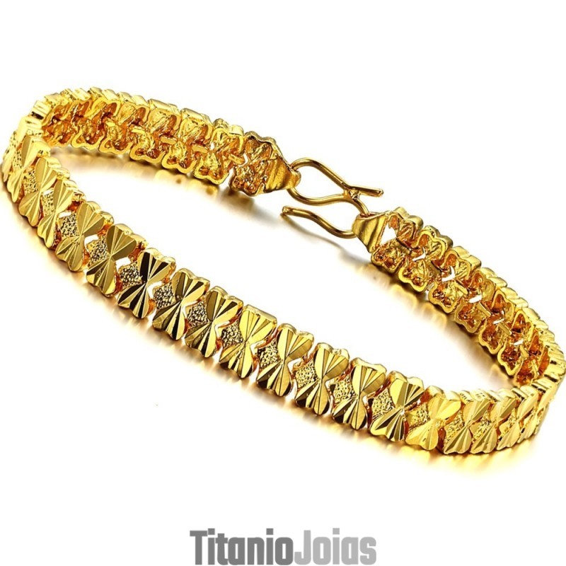 Pulseira Feminina Banhada A Ouro 18K, Durável E Em Uso Pulseira Feminina Banhada A Ouro 18K, Durável E Em Uso