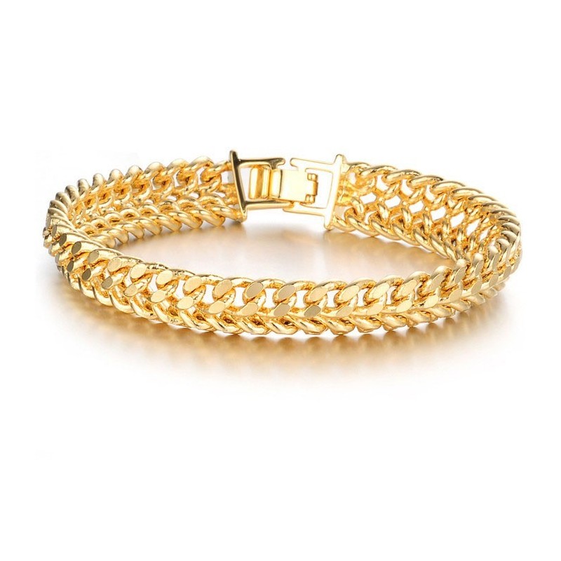 Pulseira Masculina Clássica Banhada A Ouro 18K De Renome Mundial Pulseira Masculina Clássica Banhada A Ouro 18K De Renome Mundial