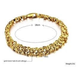Pulseira Feminina Banhada A Ouro 18K, Famosa Por Sua Alta Qualidade