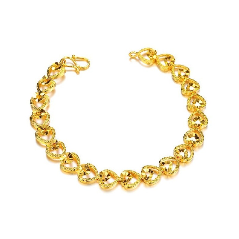 Pulseira Feminina De Alta Qualidade Banhada A Ouro 18K Com Formato De Coração Pulseira Feminina De Alta Qualidade Banhada A Ouro 18K Com Formato De Coração