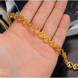 Pulseira Feminina De Alta Qualidade Banhada A Ouro 18K Com Formato De Coração